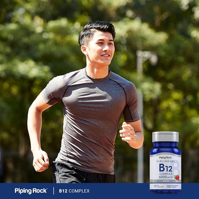 Piping Rock Sublingual B12 Complex 6000 mcg | 120 Fast Dissolve Tablets | Berry Flavor | Vegetarian, Non-GMO & Gluten Free