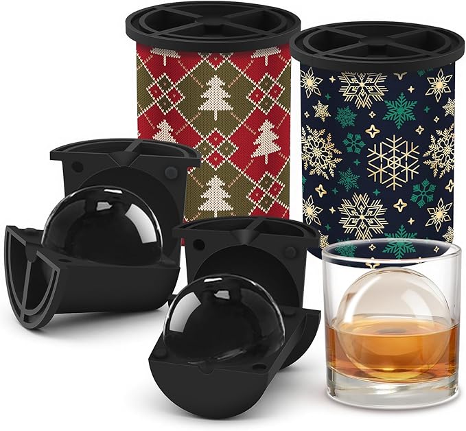 Christmas Clear Ice Cube Maker, 2.5" Stainless Steel Crystal Clear Ice Ball Maker, Ice Molds for Whiskey/Old Fashioned Cocktail/Bourbon, Whiskey Bourbon Gifts for Men, Dad, Husband (Bundle A(2 Pack)