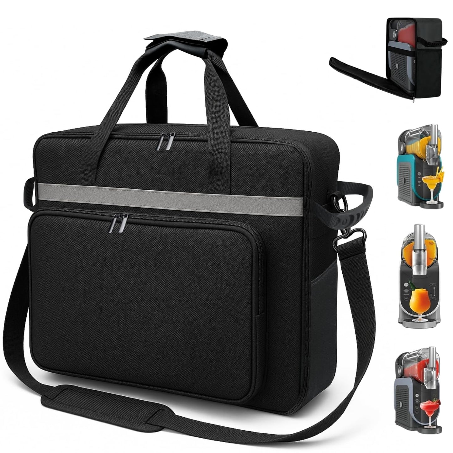 Merrifete Carrying Bag for Ninja Slushie Machine FS301/FS300/FS299, Portable Tote Bag with Front-Opening Design, Side Handles, Padded Shoulder Strap for Frozen Drink Maker Accessories