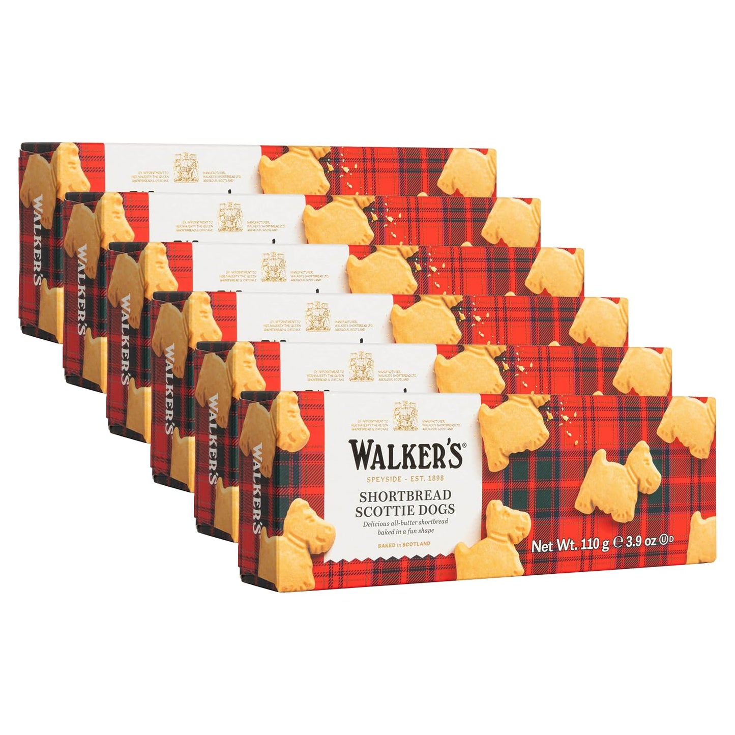 Walkers Shortbread Traditional Scottie Dog Shaped Cookies, All-Butter Shortbread Cookies, 3.9 Oz Box (Pack of 6)
