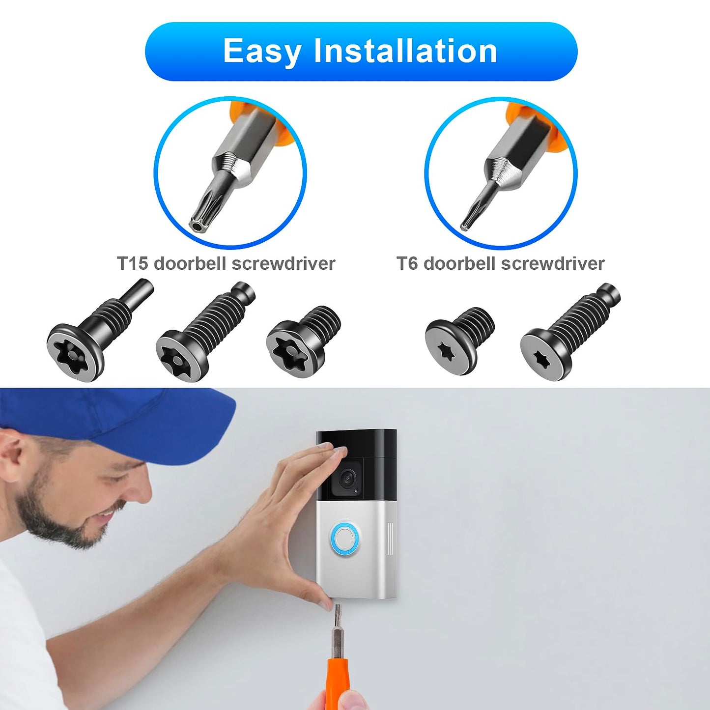 20Pcs Security Screws for Camera Doorbell Screws Replacement with Video Doorbell 2/3/4/Pro 2, CTYUKHS
