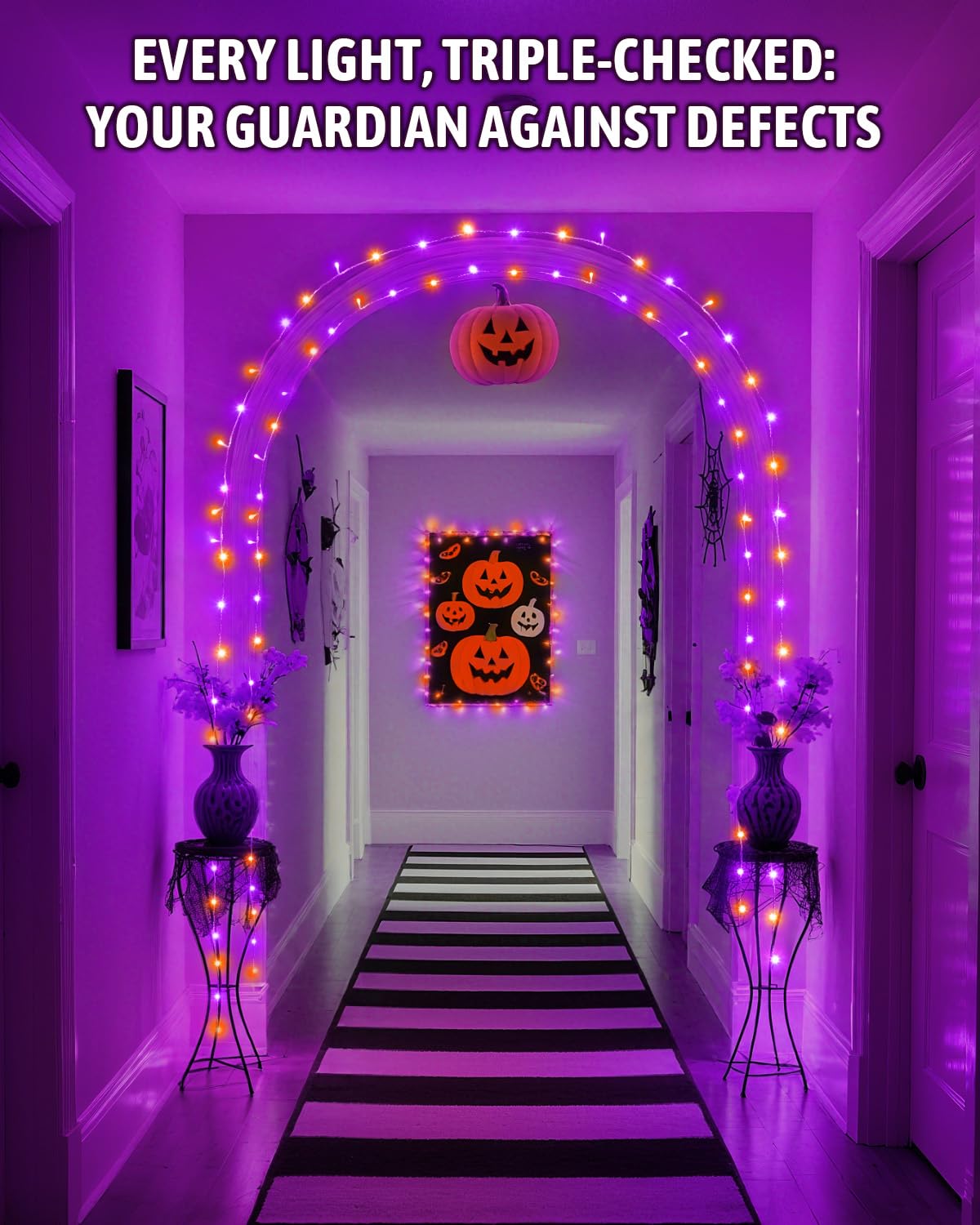Kelumi Halloween String Lights, 50 LED, 16.4ft, Battery Operated, Waterproof, Orange & Purple
