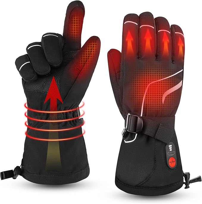 Heated Gloves for Men Women, Rechargeable 7.4V Battery Winter Electric Warming Ski Gloves with 3 Heat Modes Windproof Refl...