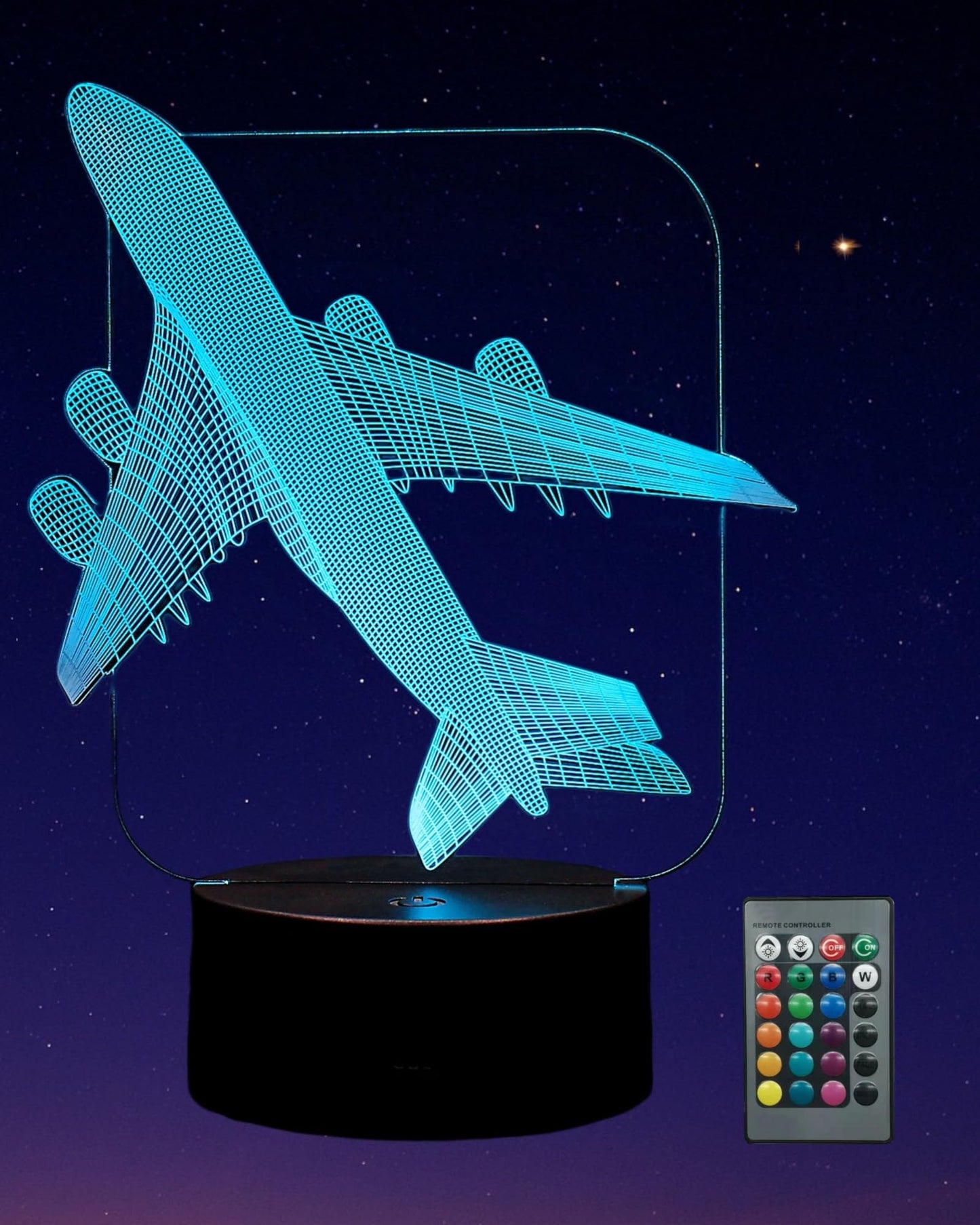 Kenmaca Air  Night Light, 3D Illusion Lamp, 16 Colors, Dimmable, Touch & Remote Control, 5.78 x 8.54 x 1.