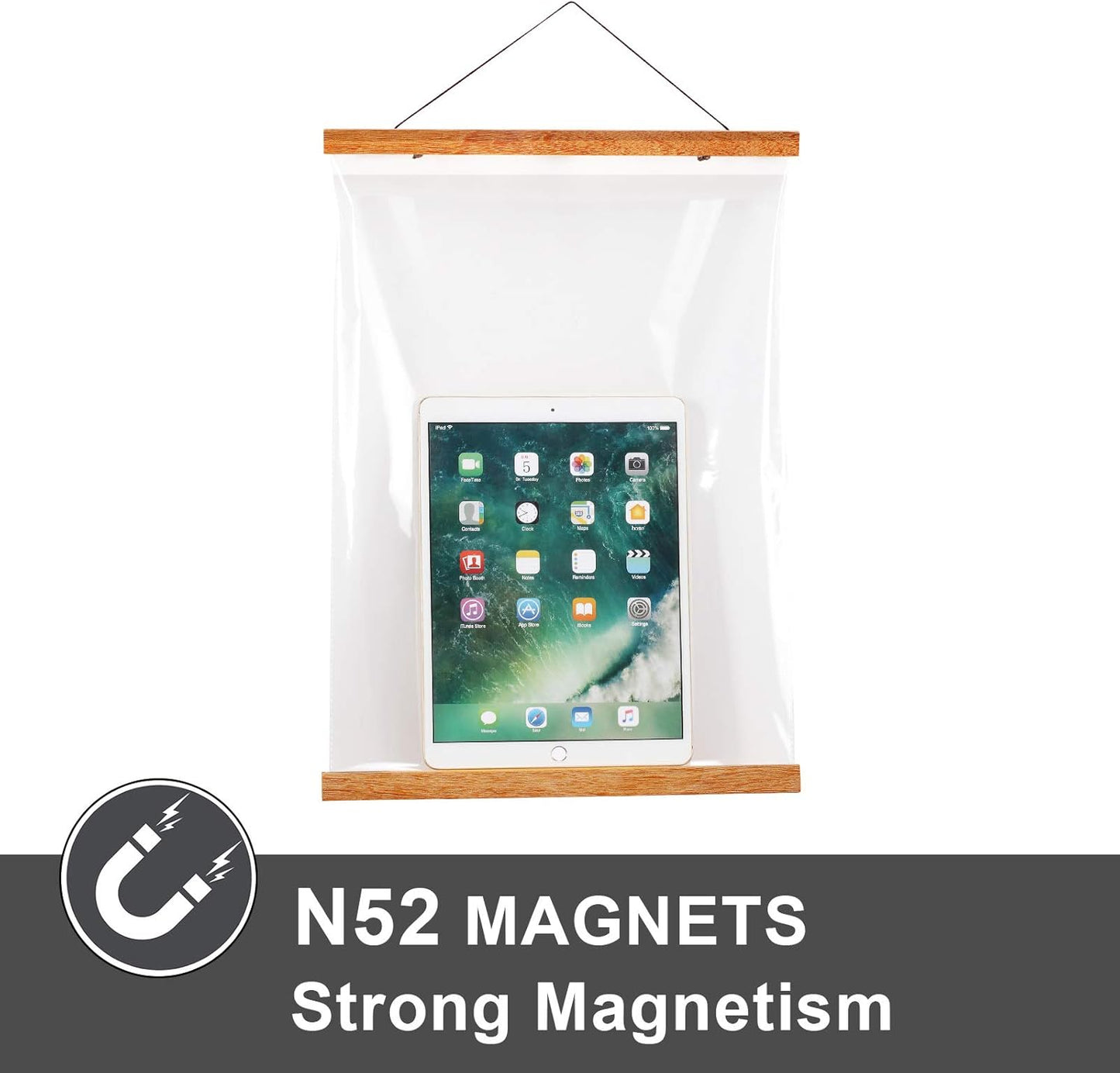 WITCOLOR Magnetic Poster Hanger, 17x11 17x24 17x17 Poster Frame Wood Wooden Magnet Print Posters Dowel Scroll Hanger Hangers Hanging Kit for Walls Map Canvas Artwork (Teak Wood, 17", 1 Pack)