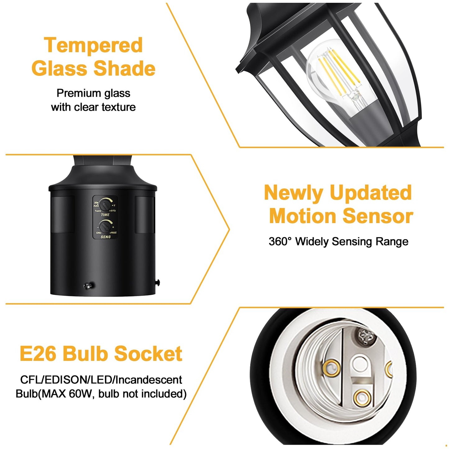 Lamomo 2 Pack Motion Sensor Outdoor Post Lights  Dusk To Dawn Lamp Post Light Fixture  Waterproof Aluminum Lamp Posts Outdoor Lighting Pole Lantern For Yard Patio Pathway Garden