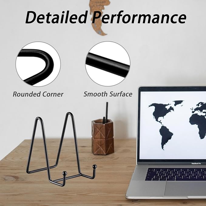 3 Pcs Plate Stands for Display,6 Inch Plate Holder Display Stand, Metal Frame Bracket for Book, Picture, Decorative Plate, Photo, and Platter, Desktop Display Shelf, Tabletop Art