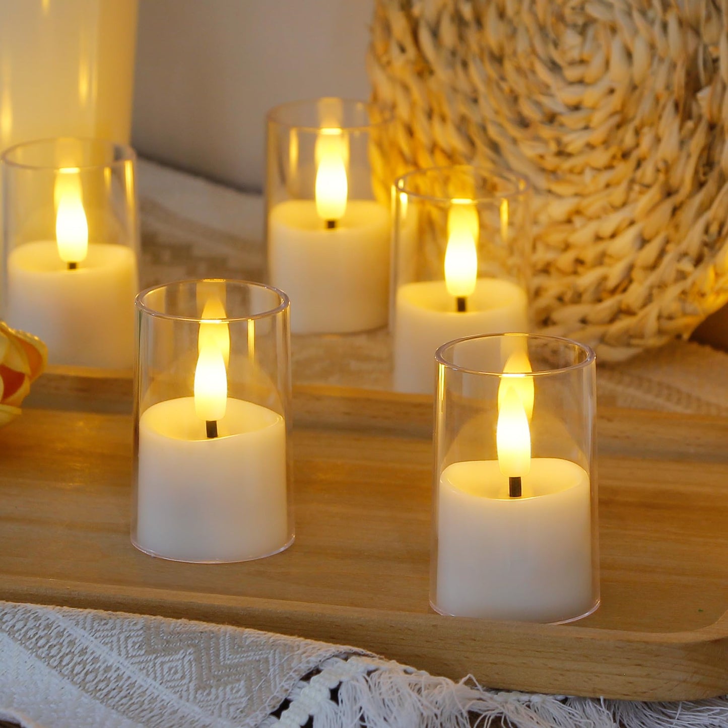 Zevanor Flameless Small Tea Light LED Candles, Acrylic Battery Operated Votive 1.7" x2.5" with Remote Control and Timer, Tealight White Flickering Warm Light Pack of 15 Electric Long Lasting