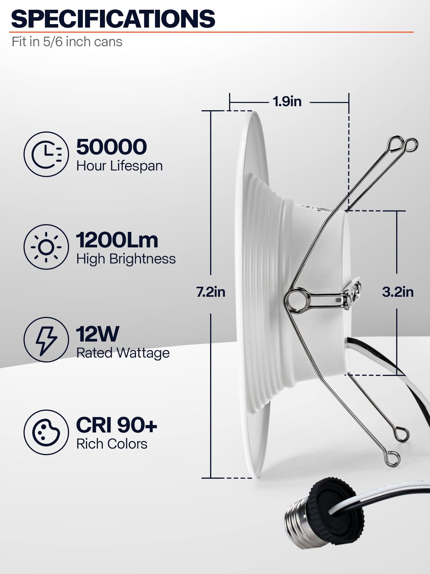 POWERASIA 12 Pack 6 Inch 5CCT Dimmable LED Recessed Lights, Metal LED Retrofit Can Lights 12W=75W, 1200LM, Selectable 2700K-6000K, ETL and Energy Star Certified