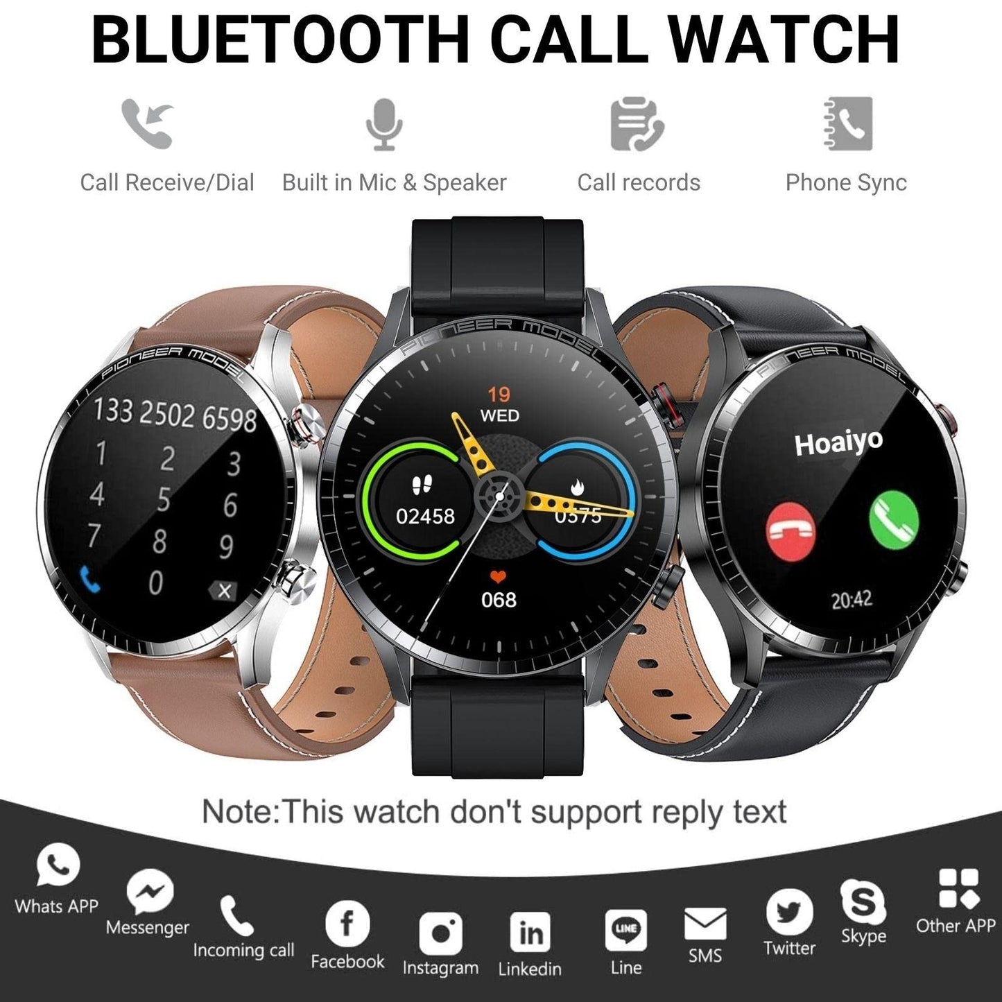 Hoaiyo Smartwatch For Men (Answer Make Call), 1.3 Amoled Touchscreen, Smartwatch For Android Ios Phones Ip68 Waterproof 100 Spor