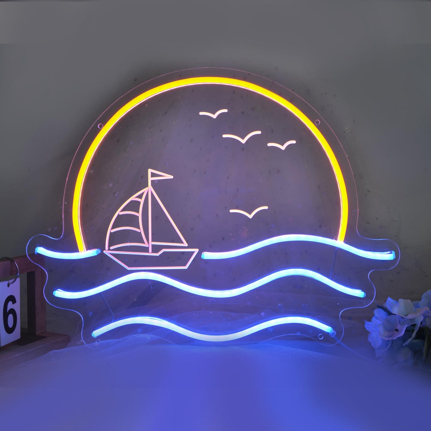 Sunset Neon Sign For Bedroom  Sunrise & Sunset At Sea Neon Light Sign For Wall Decor  5V Sailboat Neon Sign For Living Room Bar Office  Housewarming Gift  17X13 In By Jxin