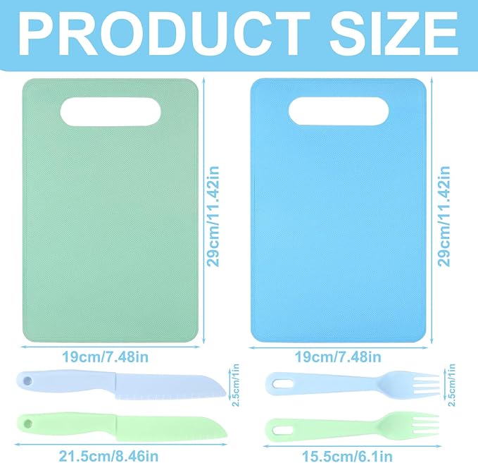 6 Pack Cutting Board Silicone Set, Silicone Cutting Mat For Kitchen, Flexible & Non-Slip, Bpa Free, Dishwasher Safe, Bonus 2 Plastic Knives + 2 Forks(Green And Blue)
