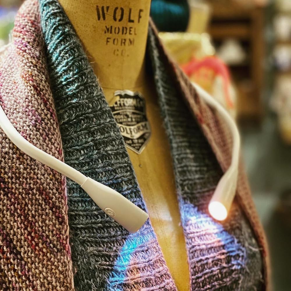 Lumos Knitting Light, Crafter Light Around Neck for Knitters and Crocheters, 3 Colors & Adjustable Brightness. Portable, Wearable, Rechargeable&Long Lasting (White)
