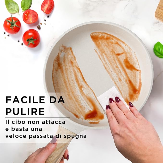 Bambù 10Pcs Cookware set, Die-cast Aluminum pots and pans, Nonstick frying pans and casseroles, Induction safe, PFOA-free (Green and Cream, 10 pcs)