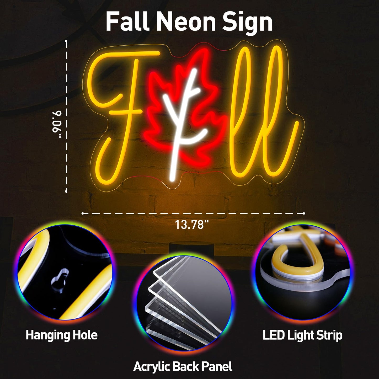 Thanksgiving Fall Neon Sign  Dimmable Autumn Maple Leaf Led Neon Sign For Wall Decor  Usb Powered Thanksgiving Neon Light For Home  Harvest Celebrate Party Holiday Gifts  13.8 ? 9.1 Inch
