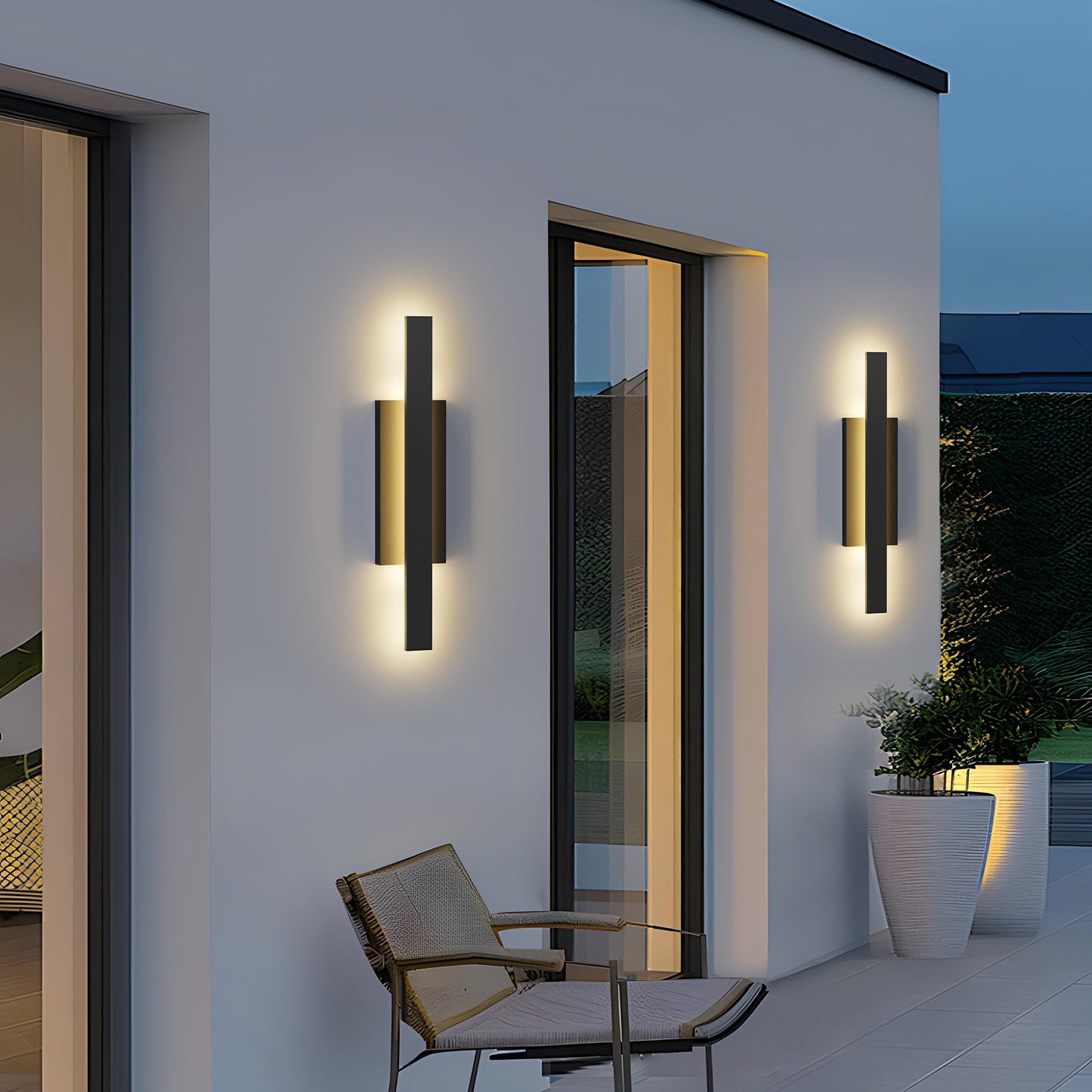 Lamqee 31 Inch Aluminum Long Outdoor Wall Lights  3000K 1600Lm 32W Led Modern Exterior Lighting Fixtures  Ip65 Waterproof Matte Black Linear Outside Sconce Wall Mount For House Porch Patio Garage Door