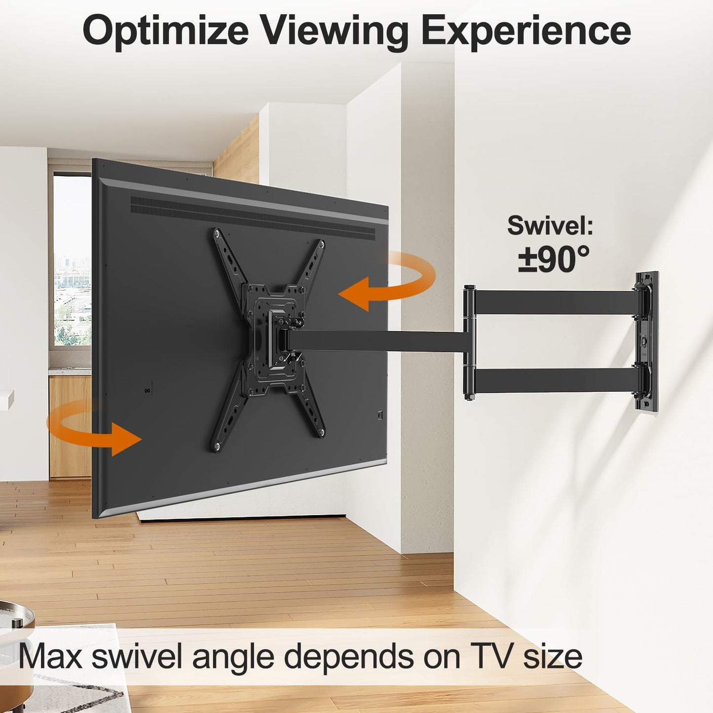 ELIVED 31.3 Inch Long Arm TV Mount for Most 32-65 Inch TVs, Swivel and Tilt Long Extension TV Wall Mount, Full Motion Wall Mount Bracket Max VESA 400x400mm, Holds up to 99 lbs.