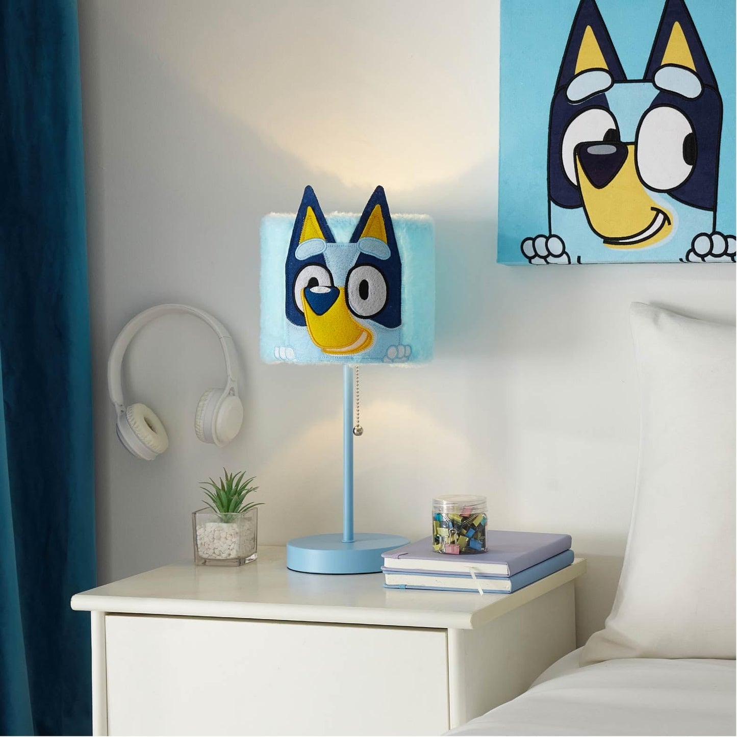 Idea Nuova Bluey Figural Table Lamp - Kids Night Light With Plush Shade, Cute Character Decor For Playrooms & Reading Nooks, Model Nk504025