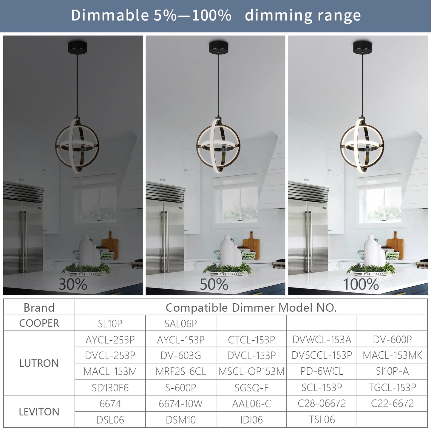 Bnhhlz Modern Led Pendant Light Black Pendant Lights 4000K Dimmable External Glow Height Adjustable Pendant Lighting For Kitchen Island Dining Room Bedroom Living Room Foyer(3-Ring)