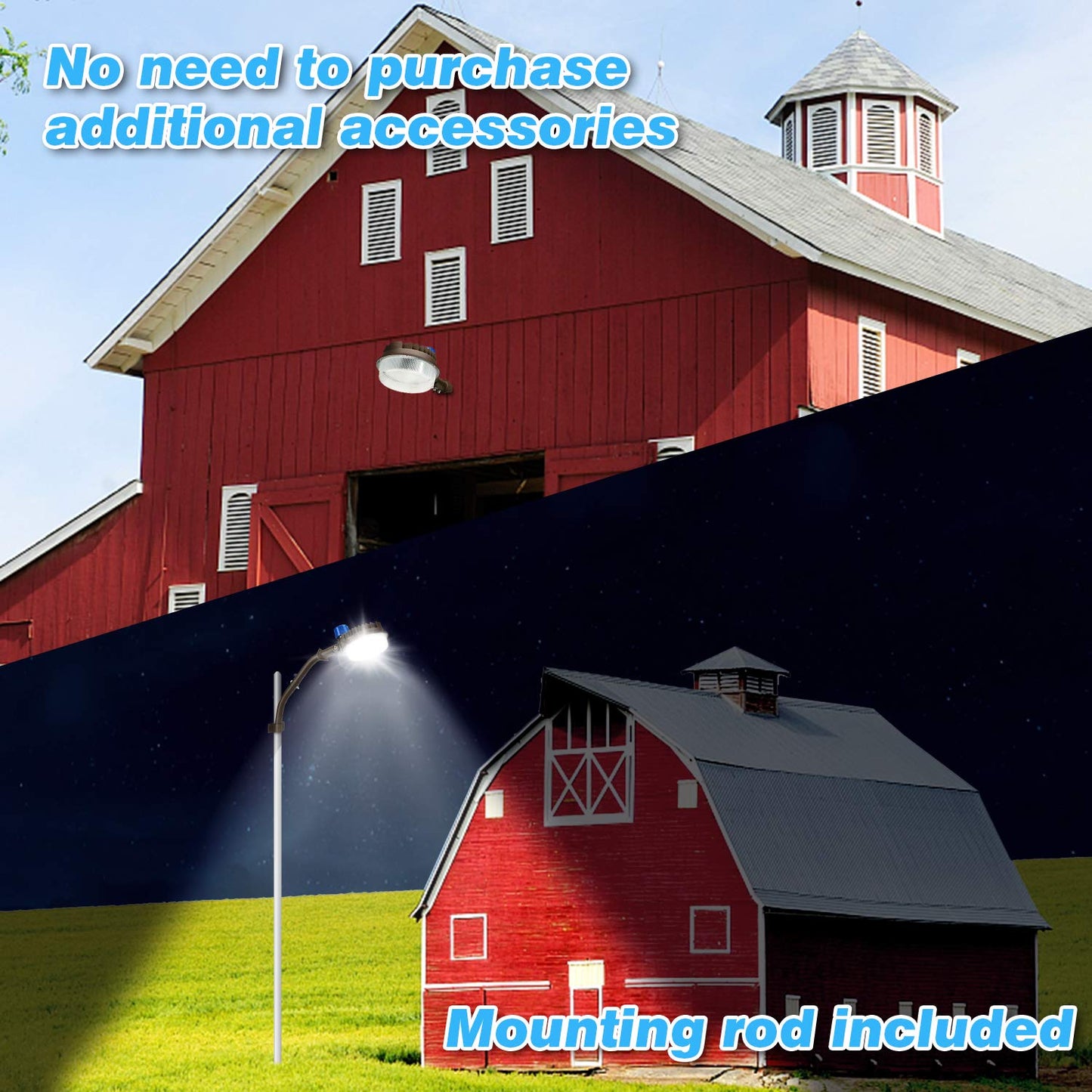 Juyace 18000LM LED Barn Light, 120W, IP65 Waterproof, Dusk to Dawn, Brown, Model KU1127B, 2-Pack