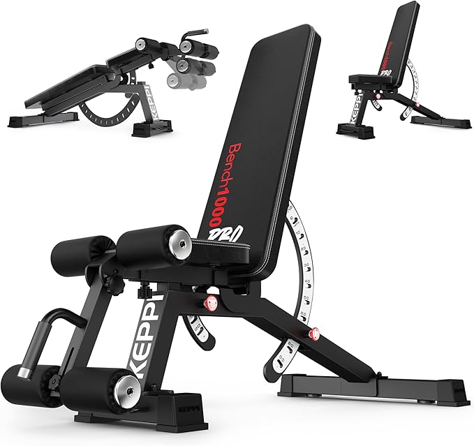 Keppi 1200LB Weight Bench, Heavy Duty Bench1000 PRO Adjustable Workout Bench Press Set for Home Gym Strength Training, Rem...