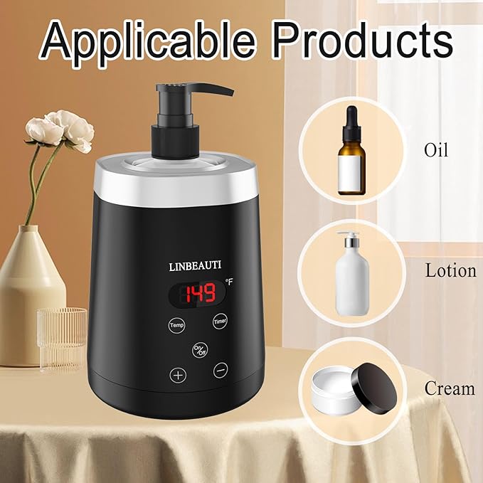 Massage Oil Warmer Bottle Professional Lotion Warmer for SPA, Automatic Oil Warmer Heated Oil Lotion Cream for Salon, Barber Shops, Home, with Two Oil Bottle Dispenser (black)