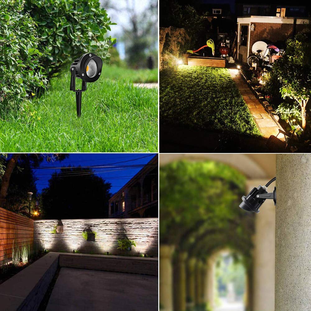 Romwish Led Landscape Lights, 10W Waterproof Spotlight, Warm White, Pack Of 6, Aluminum, Model Rm-Cob-Landscape-120V-10Ww-6P