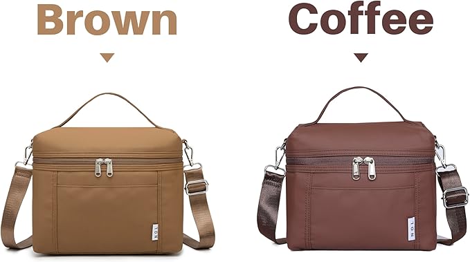 NOL Natural Organic Lifestyle Small Insulated Lunch Bags for Women Cooler Bag Lightweight Nylon Waterproof Lunch Box for Work（Small，coffee）