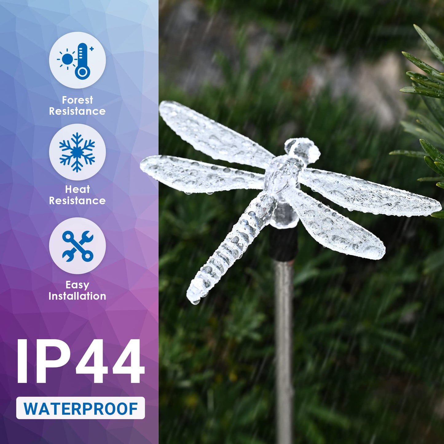 SOLPEX Solar Garden Lights, 6 Pack, Multi-Color Changing LED, Plastic, Dragonfly Design for Yard, Patio, Lawn