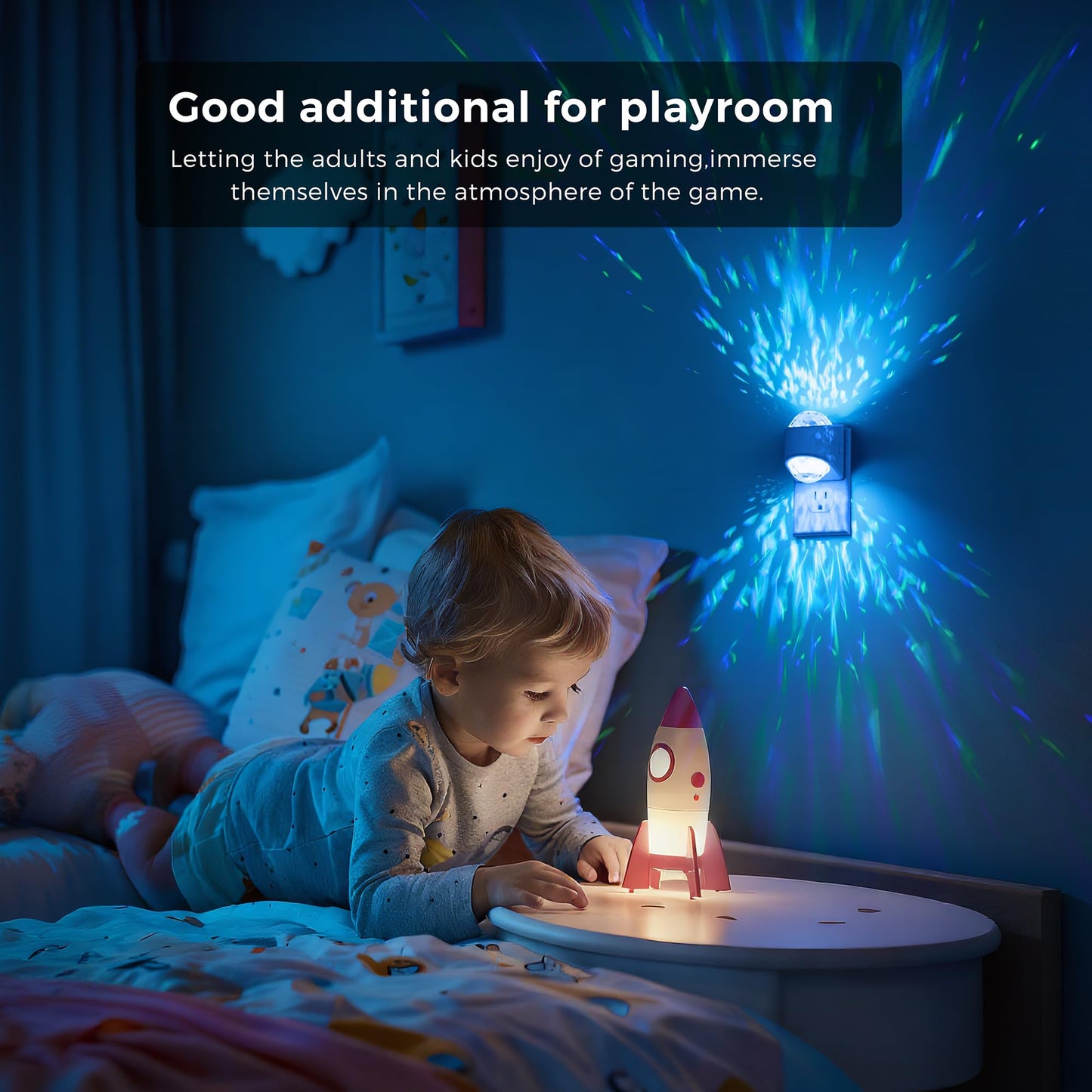 L Lohas Led Projector Night Light 2 Pack Plug In Night Light With Light Sensor Multi-Color Nightight For Kids Playroom Christmas Party Gift