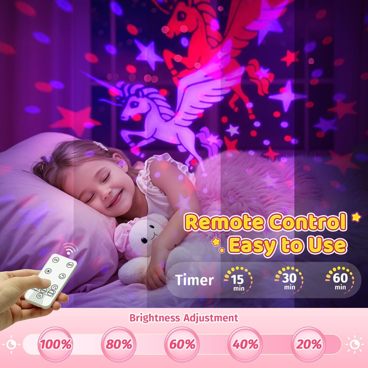 Girls Toys  ?6 Slides+96 Projections?Unicorn Night Light Projector ?Unicorn+Mermaid+Princess?Girls Toys 0-14 Star&Moon Projector For 3 Year Old Girl Gifts  Birthday Gifts Juguetes Para Nias Baby Gift