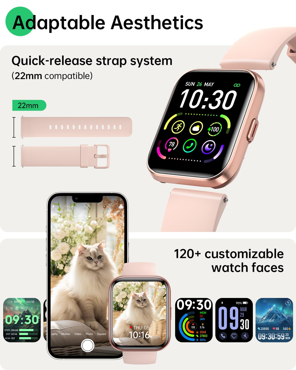 Smart Watches for Women and Men - Smart Watch Compatible for iPhone Android Phone,Alexa,Call & Notification Alerts,Heart Rate & Sleep Monitor,3 ATM Waterproof 1.83 Inches Fitness Tracker