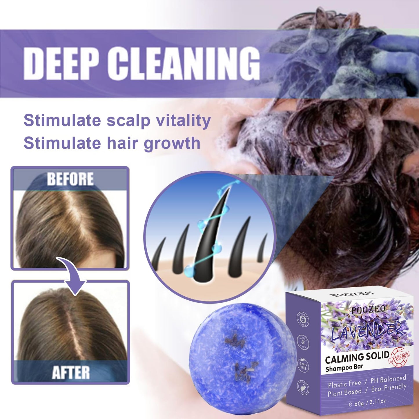 DBEAUTYM 2 Pack Lavender Shampoo Bar,Solid Hair Bar And Conditioner Effect Hair Soap,Organic Shampoo Bars For Hair With All Natu
