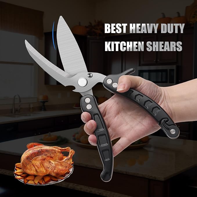 Poultry Shears Scissors Heavy Duty,Kitchen Shears,Multi-purpose Stainless Steel Kitchen Scissors for Christmas Turkey Food, Chicken,Fish,Meat,Separable easy to clean thoroughly,Dishwasher Safe.