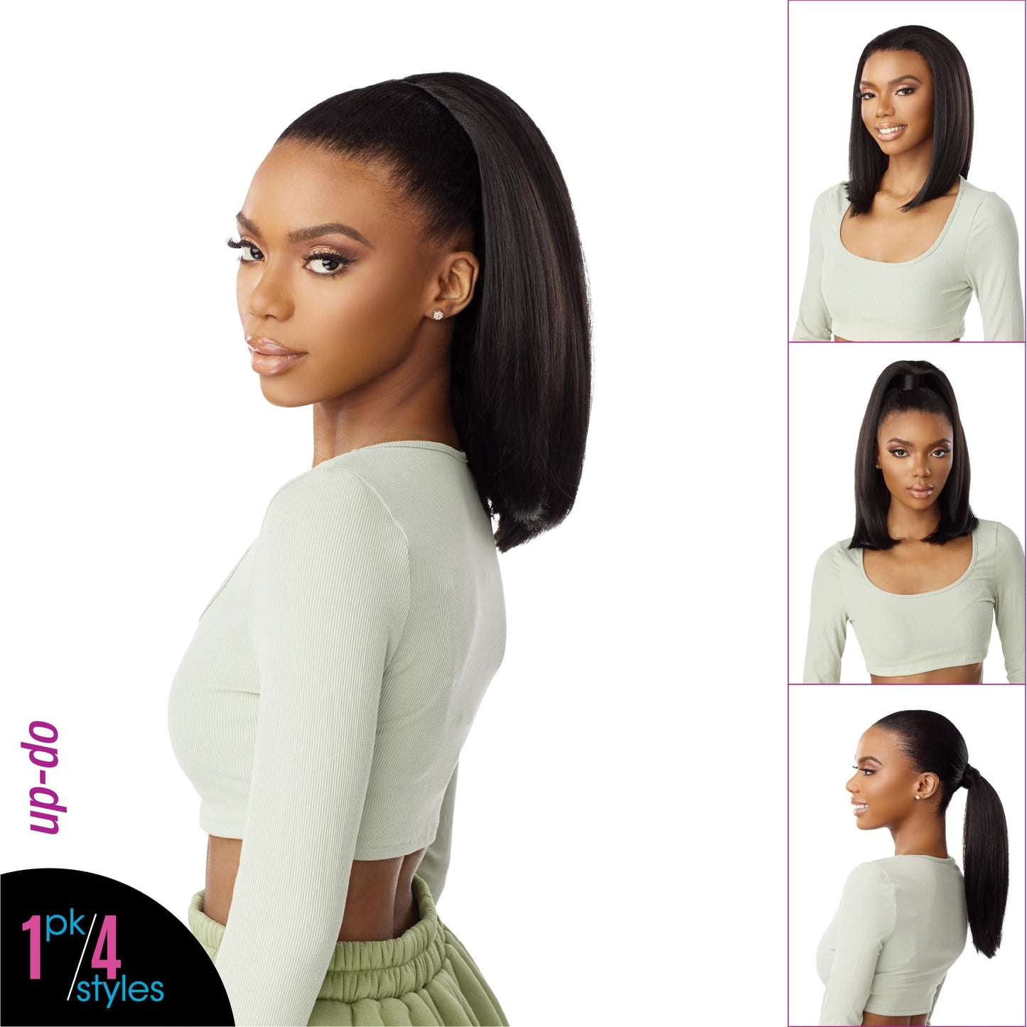 Sensationnel Instant Updown Halfwig Pony - Iud 19 4 Style in 1 Half Wig And Pony Drawstring (1 JETBLACK)