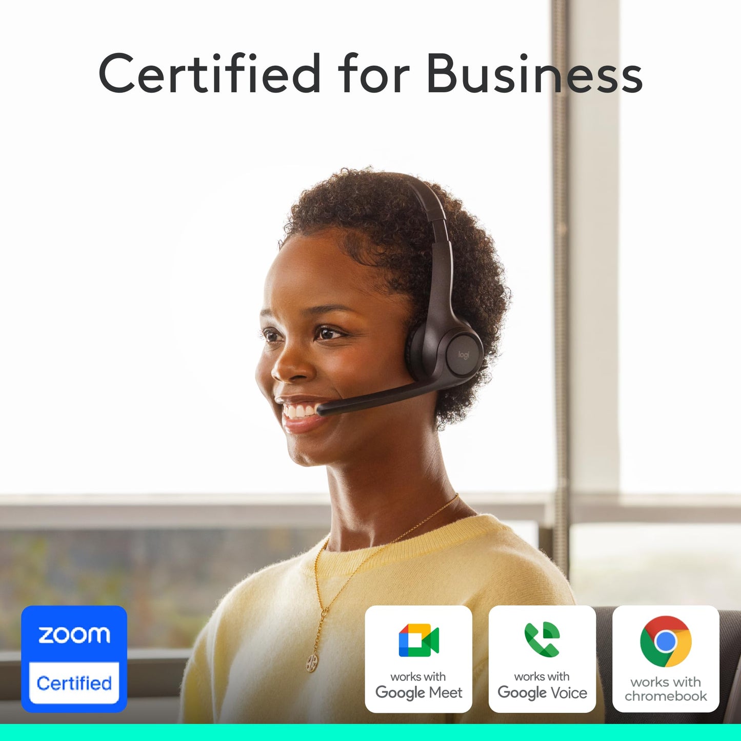Logitech Zone 305 For Business, Wireless Bluetooth Headset With Microphone, For Google Meet, Google Voice, Zoom, Compatible With