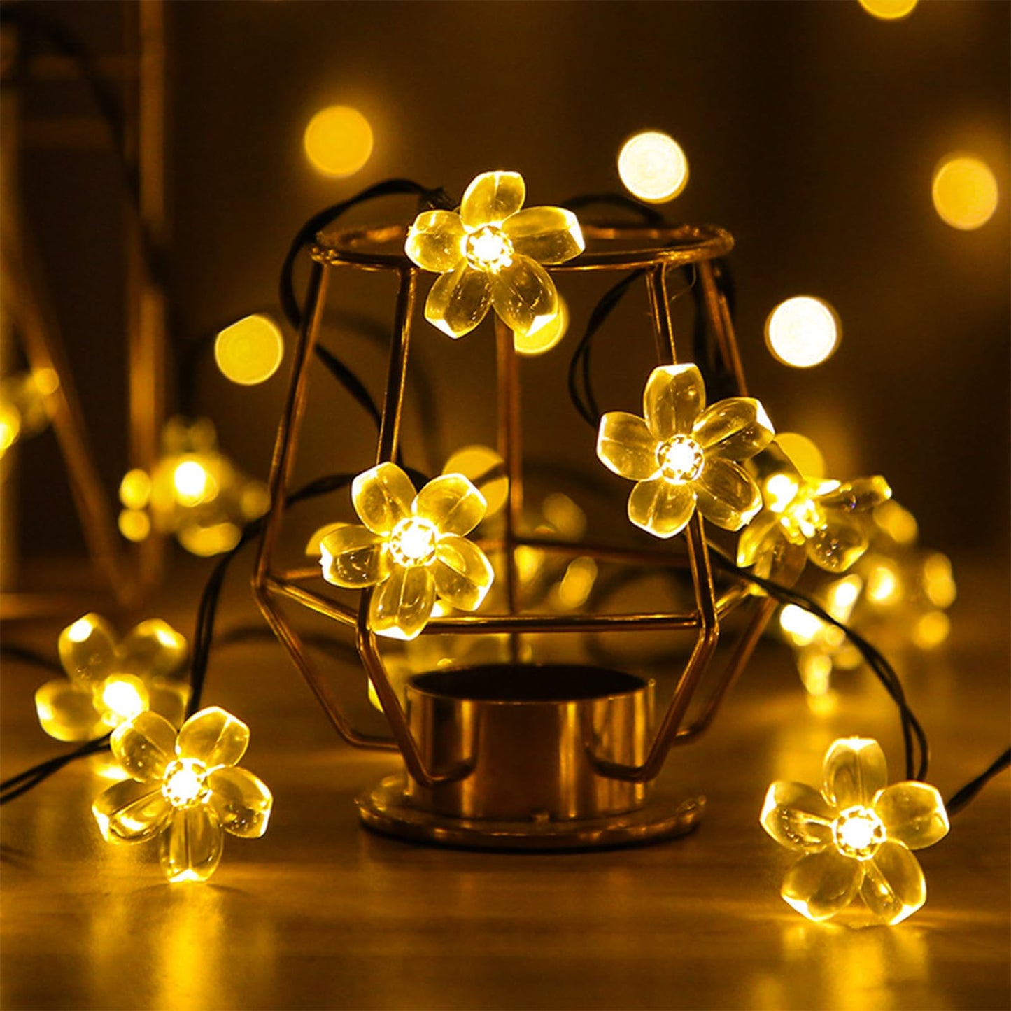 Cherry Blossom Fairy Lights String USB Powered, 33ft 100 LED Decorative Flower Lamp With Timer, Light Black Wire Floral Lights I