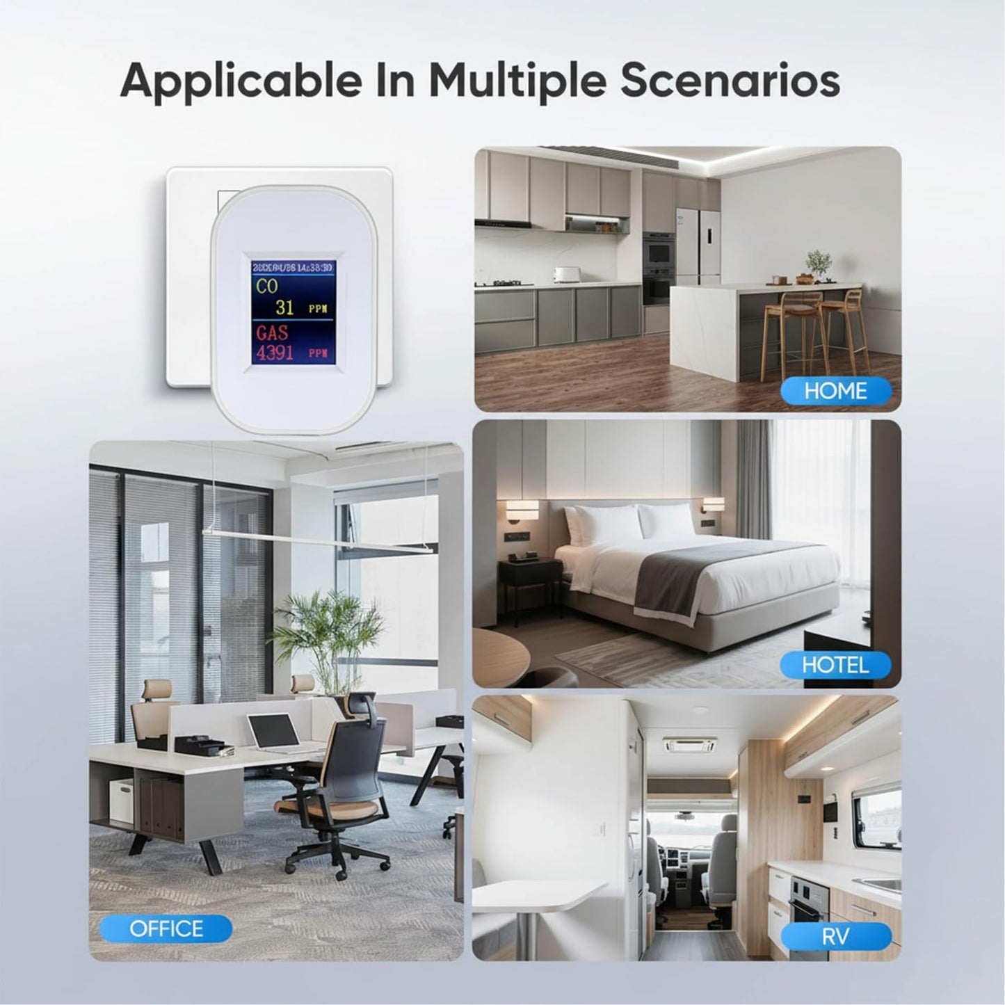 WiFi Carbon Monoxide & Natural Gas Detector Plug-in, 2-in-1 Gas and Carbon Monoxide Detector, Smart CO Detector Plug in & Combustible Gas Leak Detector for Home, RV, Kitchen – Supports 2.4 GHz WiFi