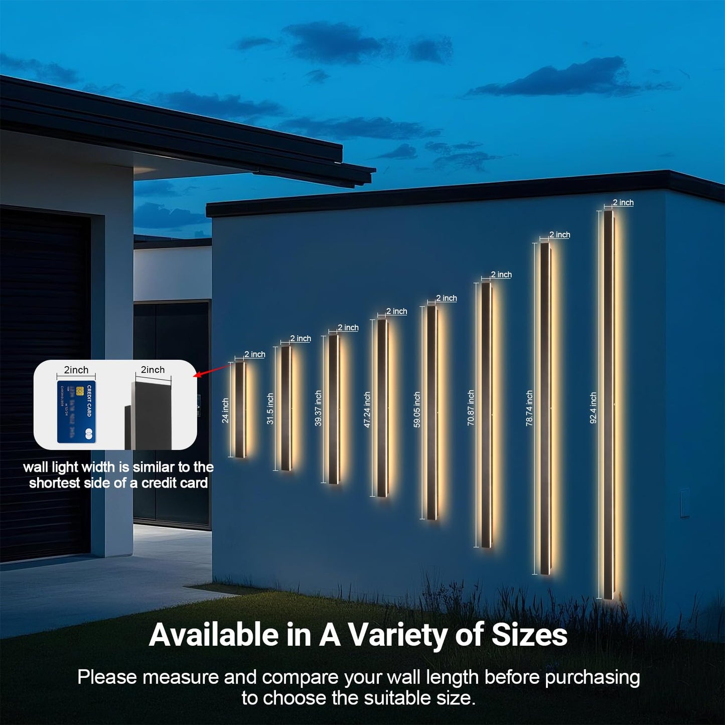 SJIGUANGZ Outdoor Wall Sconce, 24in Waterproof Porch Light, Dimmable Acrylic, Model HX-WL002-L60-R