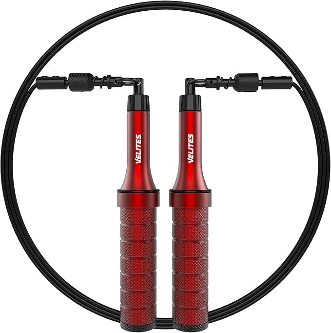 Velites Weighted Jump Rope for Crosstraining, Boxing, MMA & Fitness Earth 2.0. | Maximize your workout | Aluminum Skipping...
