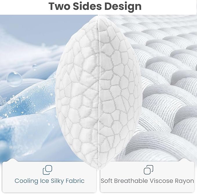 Shredded Memory Foam Pillows for Sleeping Pillows for Neck and Shoulder Pain Adjustable Bed Pillow King Pillow with 2 Extra Fill Blue