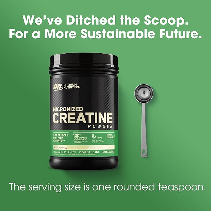 Optimum Nutrition Micronized Creatine Monohydrate Powder, Unflavored, 240 Servings, 1200 Grams (Packaging May Vary)