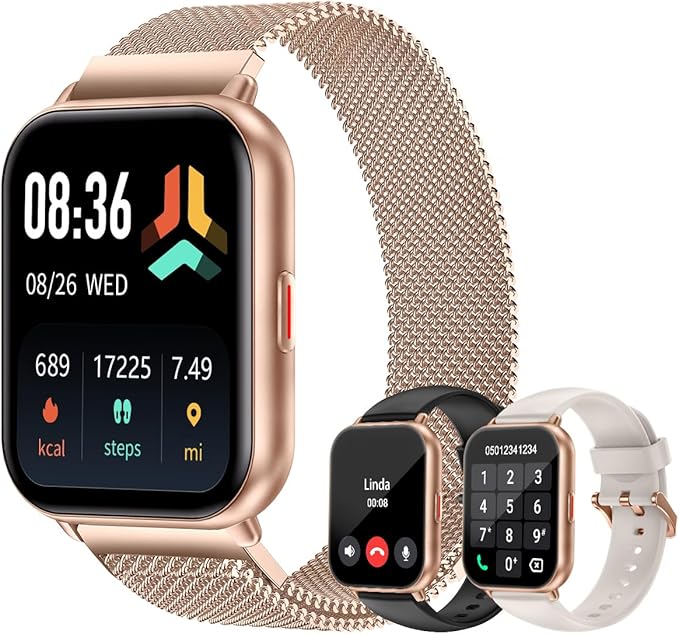 Smart Watches for Women Men (Answer/Make Calls, 3 Bands), 1.85" Fitness Tracker Watch for iPhone/Android Phones with Heart...