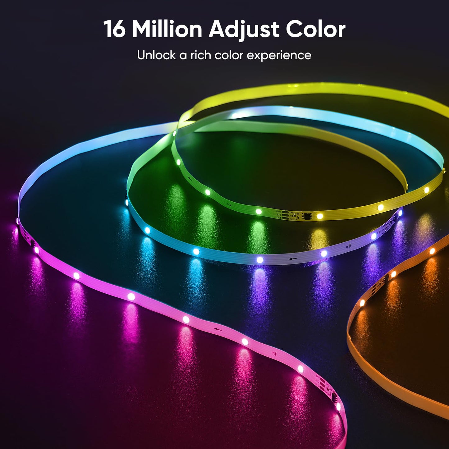 ERBTY LED Strip Lights, 100FT (2 Rolls of 50ft), RGB Color Changing, App & Remote Control, Multicolor, Model YiJiuBaBa-LBHC30M