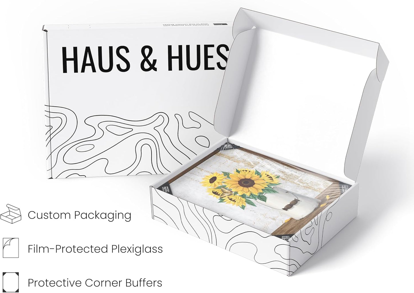 HAUS AND HUES Flower Wall Decor - Set of 4 Framed Floral Art Prints, Botanical Flower Paintings, Elegant Wall Decor for Bedroom or Living Room (Walnut Frame, 11x14)