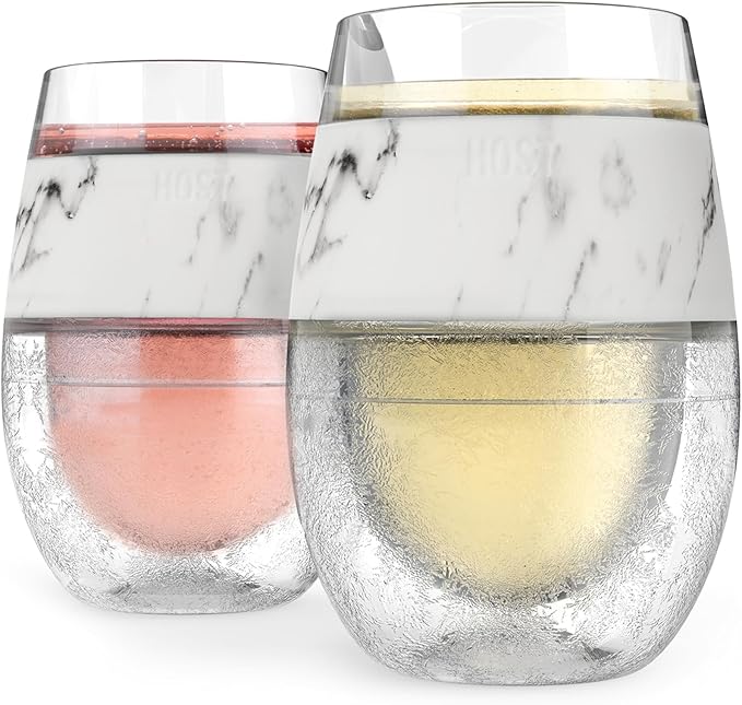 Host Wine Freeze Cup Set of 2 - Plastic Double Wall Insulated Wine Cooling Freezable Drink Glasses with Freezing Gel, Wine...