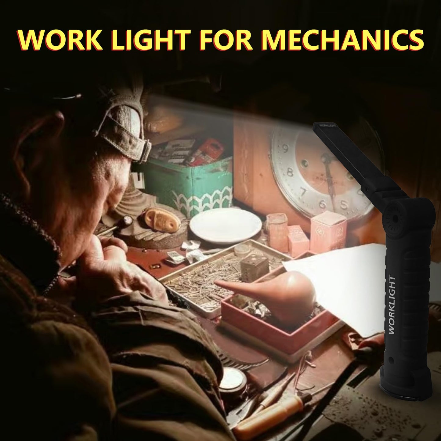 Suranew Led Worklight Flashlight  Cob Rechargeable Work Lights With Magnetic Base 360 Degree Rotate And 5 Modes Portable Flood Light Inspection Construction Light For Car Repair (Black Green  2 Pack)