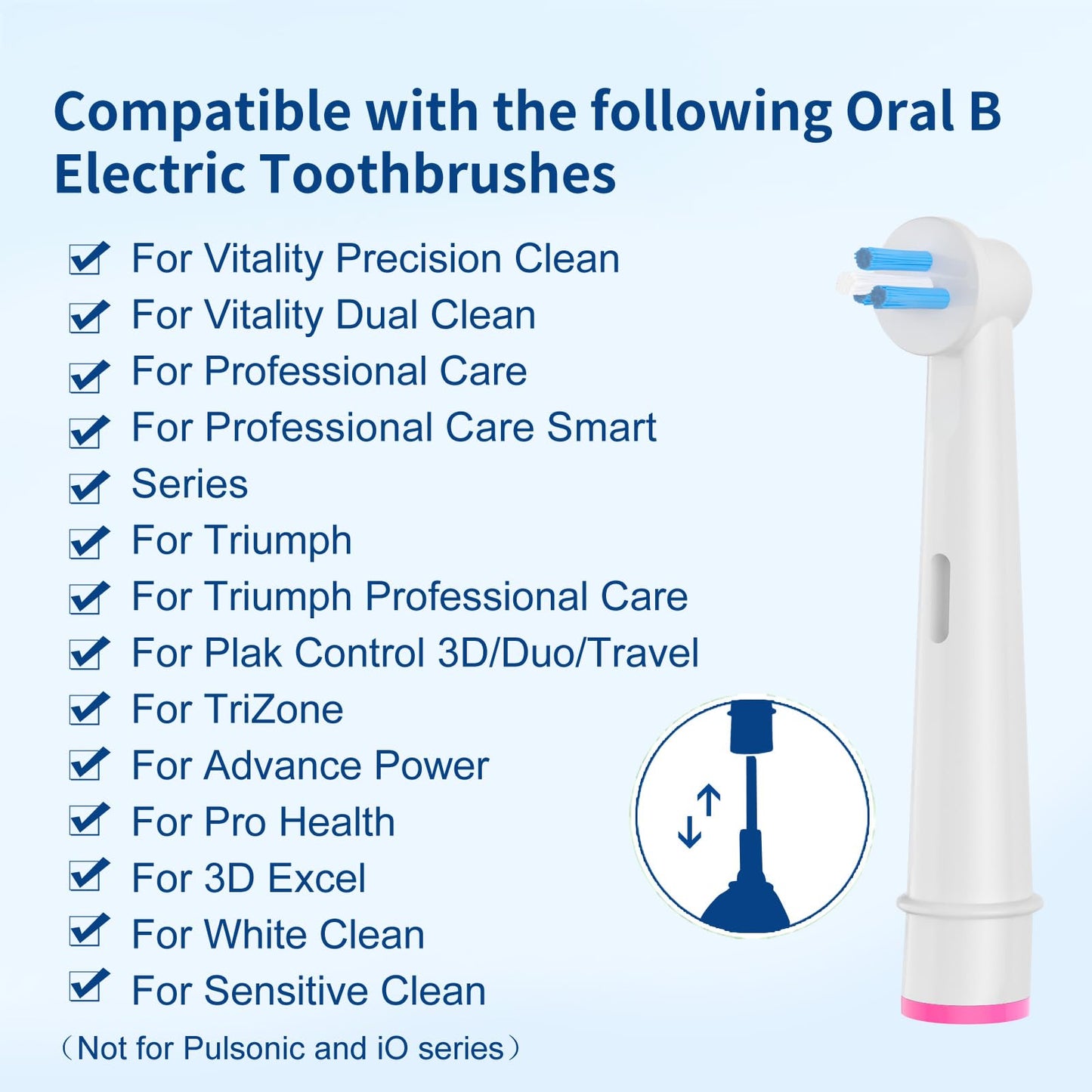 Interspace Toothbrush Heads, Compatible with Braun Oral B Electric Toothbrushes for Cleaning Crevices, Bridges and Implants.(8pcs)