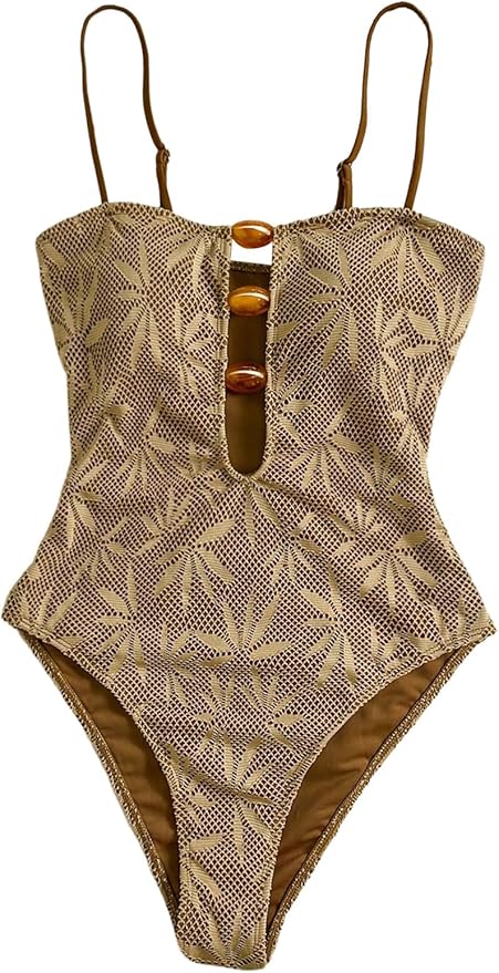 SOLY HUX Women's One Piece Swimsuit Cutout Bathing Suits High Cut Swimwear Vacation Cruise Wear