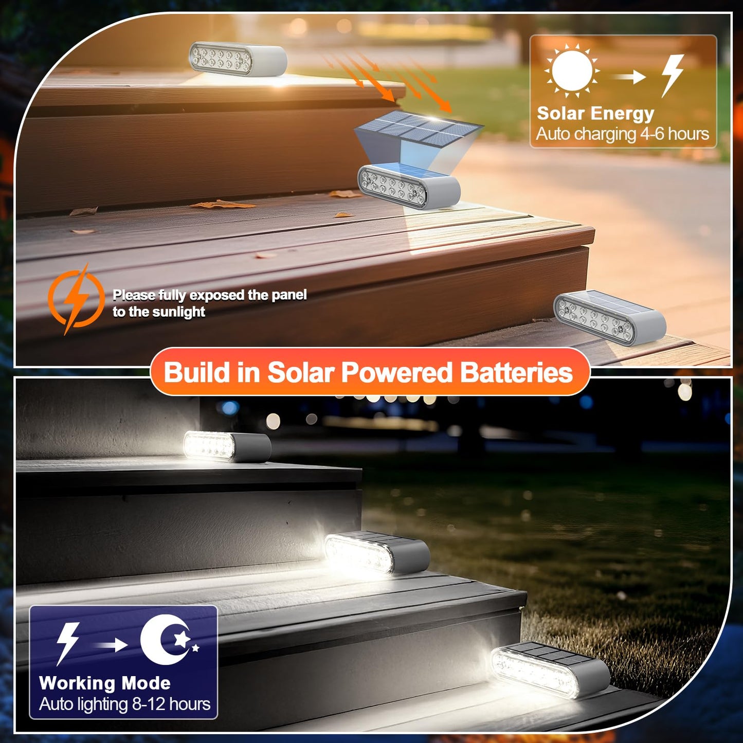 Xillumi Core Solar Step Lights For Outside  8-Pack Stair Light Outdoor Waterproof Ip67  14 Led Cool White Light Solar Powered Lighting For Steps  Stairs  Deck  Patio  Walkway  Front Porch Decor
